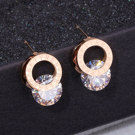 Brincos Aria — Zircónia Rosé Gold, Aço 316L