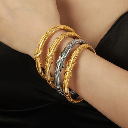 Pulseira Espiral — Titânio, Dourado ou Prateado
