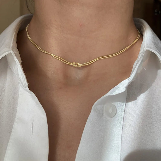 Colar Nó — Titânio com Banho de Ouro 18K