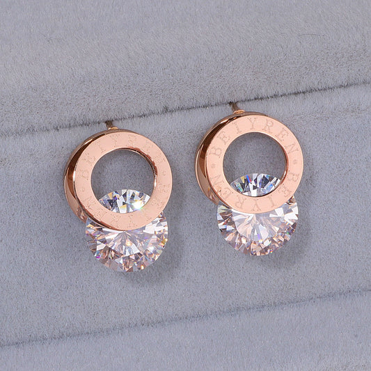 Brincos Aria — Zircónia Rosé Gold, Aço 316L